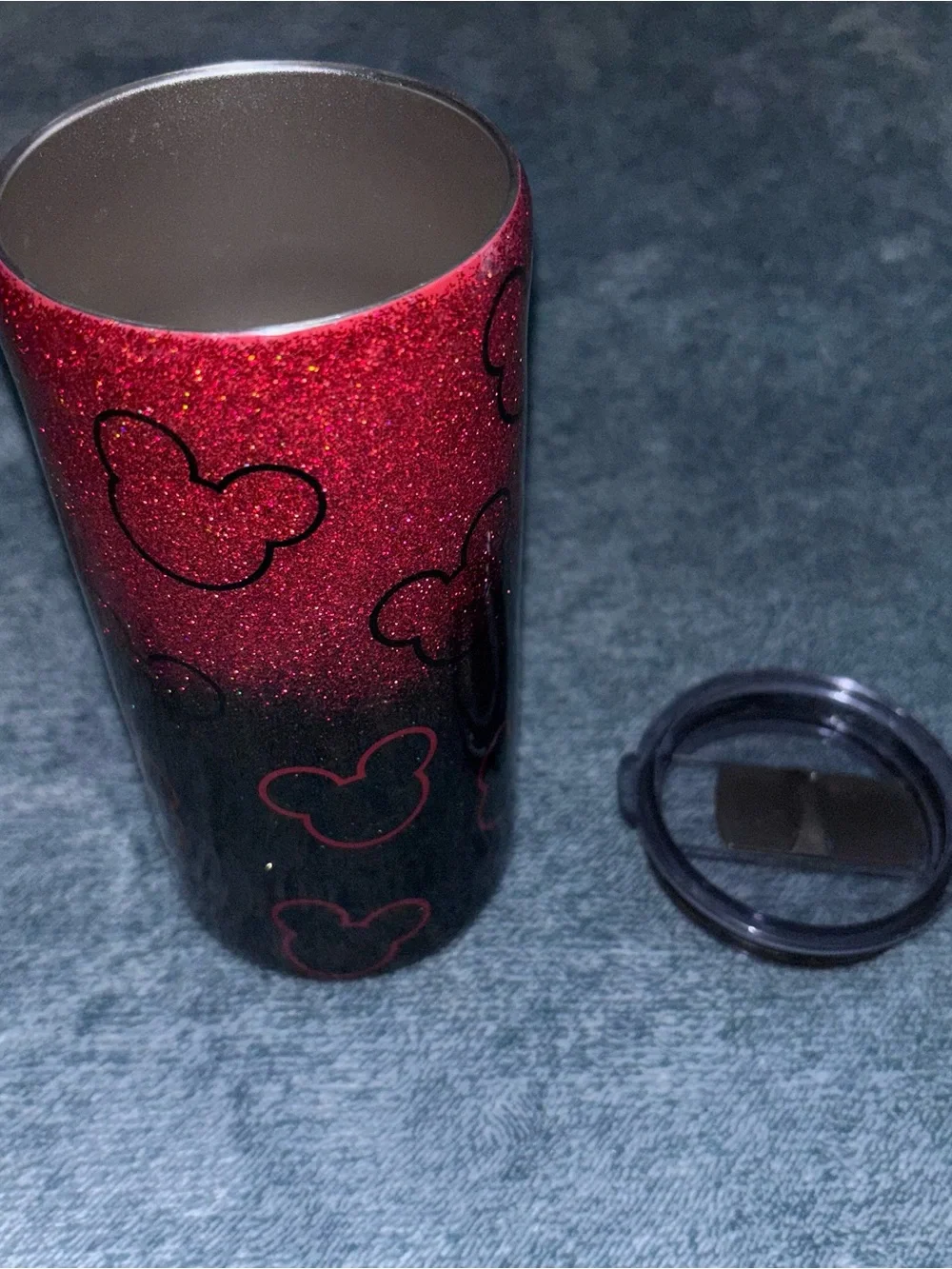 NWOT Custom Made Glitter Epoxy 24oz. Mickey Mouse Tumbler